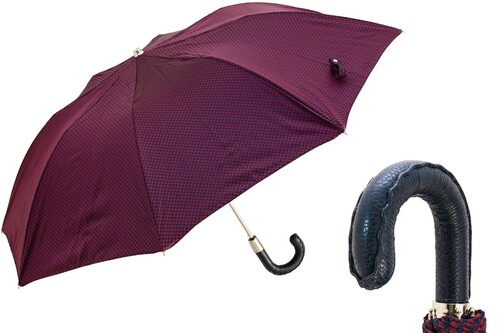 Taschenschirm Herren Faltbarer Regenschirm Blau und Rot - Handmade in Italy