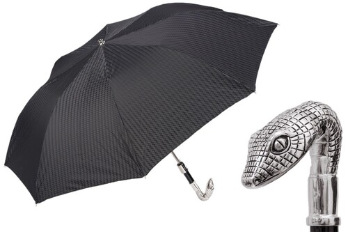 Taschenschirm Herren Faltbarer Regenschirm mit Schlange - Handmade in Italy