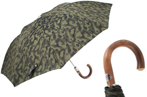 Taschenschirm Herren Tarnen Regenschirm mit Kastaniengriff - Handmade in Italy