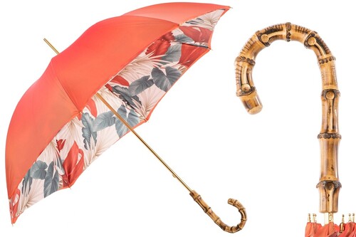 Tropischer Regenschirm mit Bambusgriff f�r Damen - Handmade in Italy