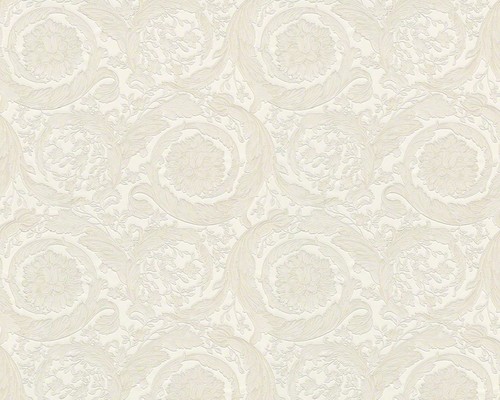 Versace Designer Barock Satintapete Barocco Flowers 935834 Wei� - Design Tapete - Deko Accessoires