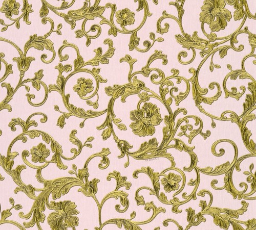 Versace Designer Barock Vliestapete Butterfly Barocco 343264 Rosa / Gold - Design Tapete - Luxus Tapete