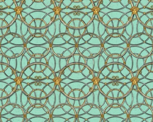 Versace Designer Barock Vliestapete IV 37049-7 - Mintgr�n / Silber / Gold - Design Tapete - Hochwertige Qualit�t