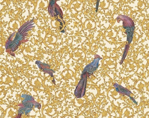 Versace Designer Barock Vliestapete IV 37053-2 - Wei� / Gold / Blau / Violett - Design Tapete - Hochwertige Qualit�t