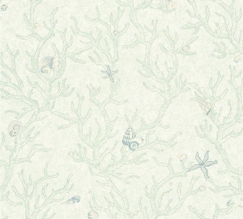 Versace Designer Barock Vliestapete Les Etoiles de la Mer 344962 Gr�n Metallic - Design Tapete - Luxus Tapete