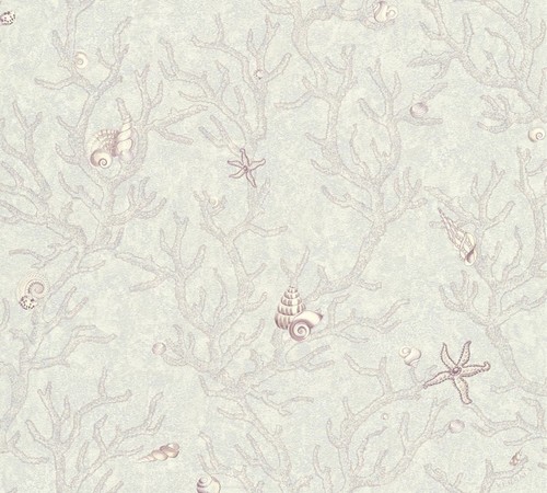 Versace Designer Barock Vliestapete Les Etoiles de la Mer 344964 Grau / Silber / Lila - Design Tapete - Luxus Tapete