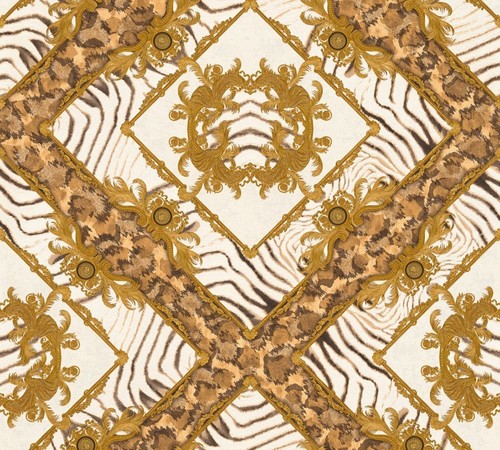Versace Designer Barock Vliestapete Vasmare 349043 Creme / Beige / Braun / Gold - Hochwertige Qualit�t - Deko Accessoires