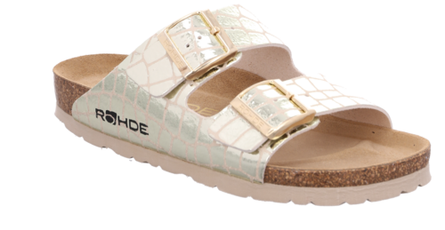 Rohde Alba 5656 Damen Hausschuhe Sandale Pantolette Sandalette Kork Kroko 