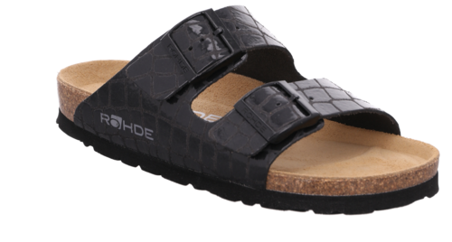 Rohde Alba 5656 Damen Hausschuhe Sandale Pantolette Sandalette Kork Kroko 