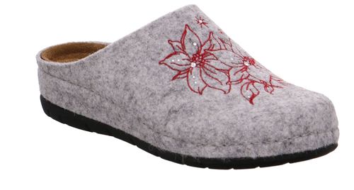 Rohde Rodigo Damen Pantoffeln Pantolette Hausschuhe 6024 Platin Softfilz