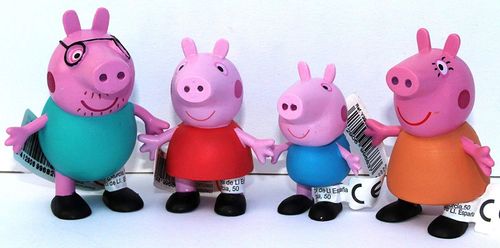 Comansi Spielset 4 Figuren Peppa Papa Mama George Pig ca. 5 - 7 cm