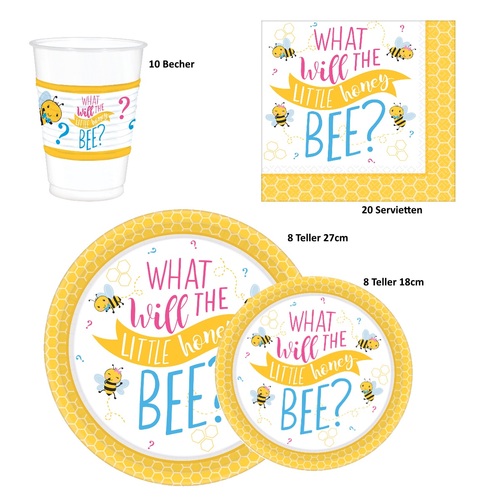 42-teiliges Party Deko Set What Will It Bee? f�r 8 Personen