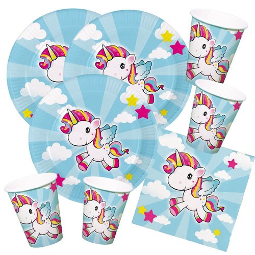 52-teiliges Party Deko Set Einhorn Unicorn Rainbow - f�r 16 Personen