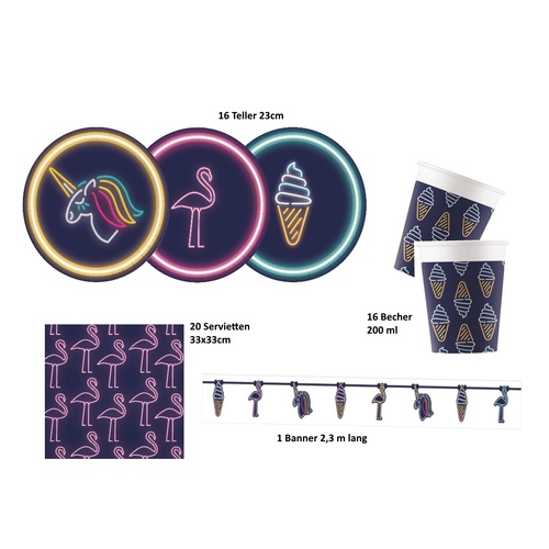 53-teiliges Party Set NEON Summer