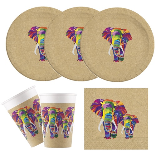 52-teiliges Elephant �KO Party Set, kompostierbar