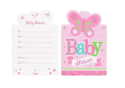 8 Einladungskarten Welcome Little One - Girl mit Umschl�gen 15,8 x 10,8 cm