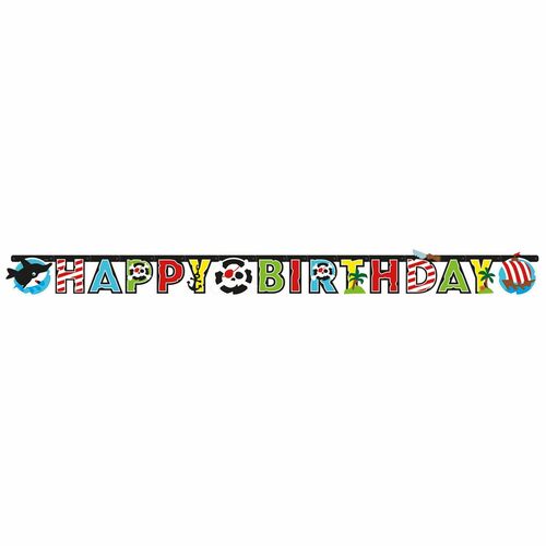Piraten - Papier Happy Birthday Girlande / Partykette