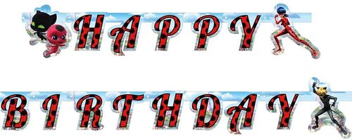 Miraculous / Ladybug - Happy Birthday Banner Girlande