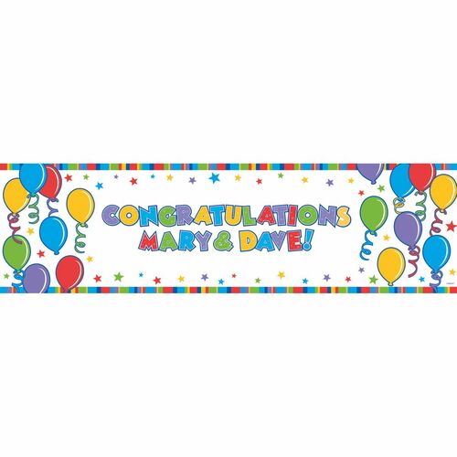 Folienbanner Brilliant Balloons personalisierbar 165 x 50,8 cm