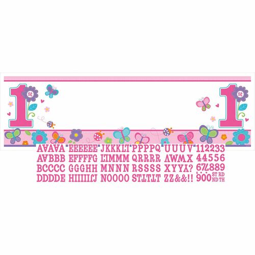 Sweet Birthday Girl personalisierbar Signalbanner 165 x 50,8 cm