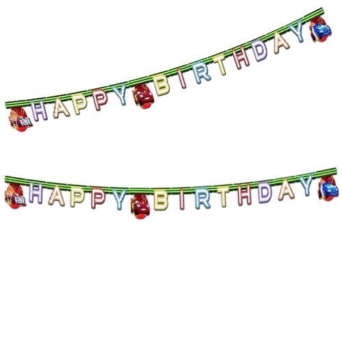 Disney Cars Neon Happy Birthday Letter Banner 2,2m