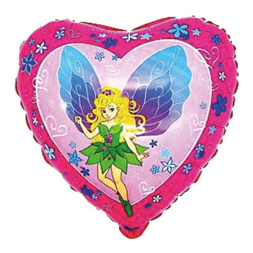 Fee mit Fl�geln - Herzform - Folienballon - 43 cm