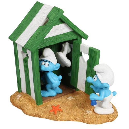 Schl�mpfe mit Strandkabine - Figur