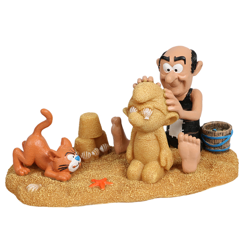 Schl�mpfe: Gargamel und Azrael am Sandstrand - Figur