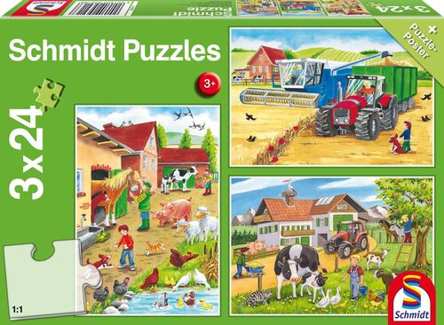 Auf dem Bauernhof - 3x 24 Teile Puzzle