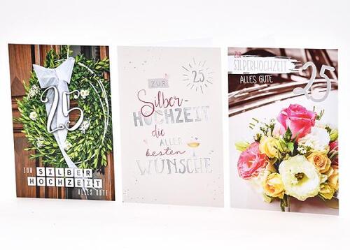 Silberhochzeit Karte - 50 St�ck - 3 Motive