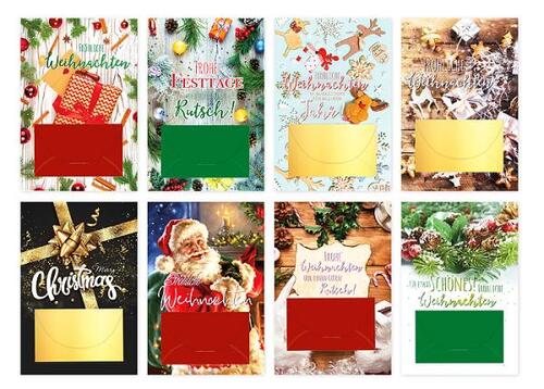 Weihnachtskarte mit Geldscheinkuvert - 80 St�ck - 8 Motive