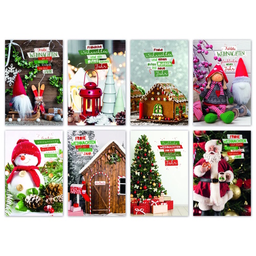 Weihnachtskarten sortiert - 100 St�ck - 8 Motive