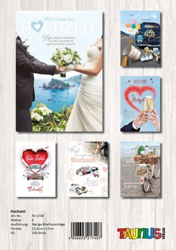 Hochzeitskarten - 100 St�ck - 6 Motive