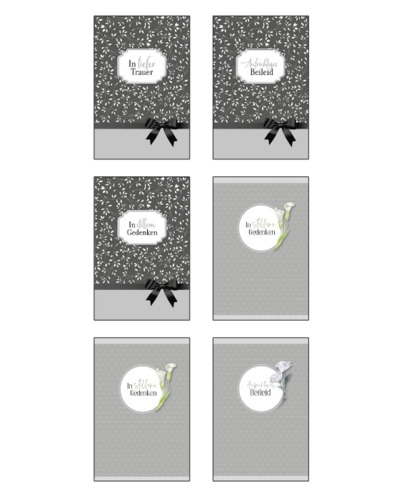 Trauerkarte grau - 50 St�ck - 6 Motive