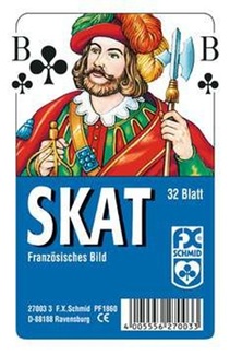 Klassisches Skatspiel, Franz�sisches Bild, 32 Karten in Klarsicht-Box