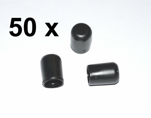 50 x Kappe f�r Rundrohr D=8 mm L=12 mm schwarz PVC