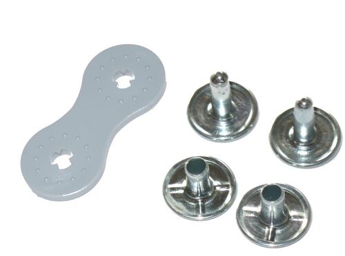  5 x Doppel Calott Nieten mit Gegenplatte Set.  Fast ohne Werkzeug vernieten