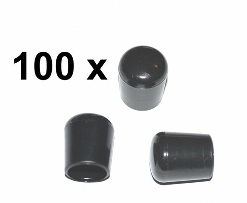 100 x Kappe f�r Rundrohr D=18 mm L=21 mm schwarz PVC
