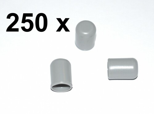 250 x Kappe f�r Rundrohr D=8 mm L=12 mm grau PVC