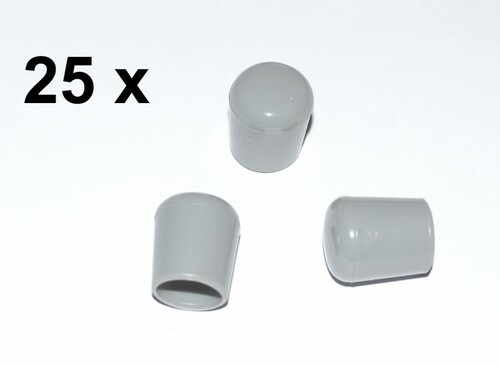25 x Kappe f�r Rundrohr D=16 mm L=20 mm grau PVC