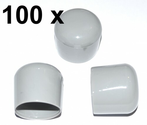 100 Stck - Kappe fr Rundrohr D=20 mm L= 20 mm grau PVC