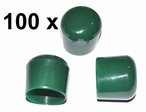 100 St�ck - Abschlu�kappe f�r Rundrohr / St�be  25 bis 26 mm -- GR�N
