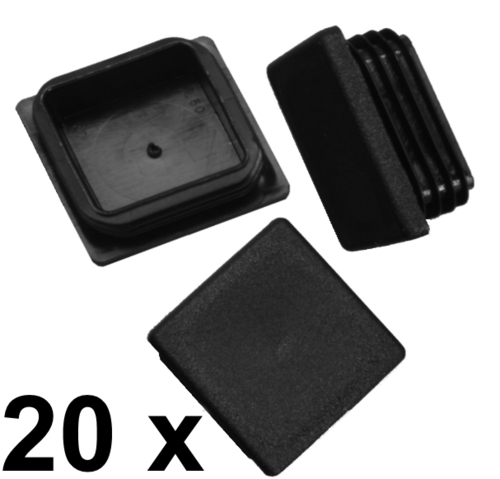 20 x Lamellenstopfen Vierkantrohrstopfen 50 x 50 mm (Au�en) Stopfen SCHWARZ