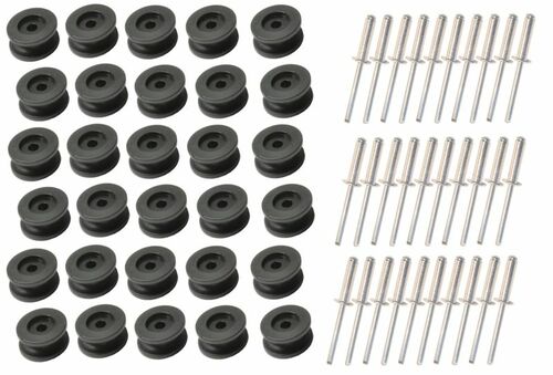 30 St�ck - Rundknopf f�r 6 - 8 mm Expanderseil + 30 Alunieten