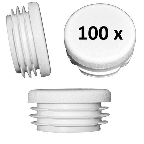 100 St�ck - Lamellenstopfen Rundrohrstopfen 35 mm (Au�en) Stopfen �wei�