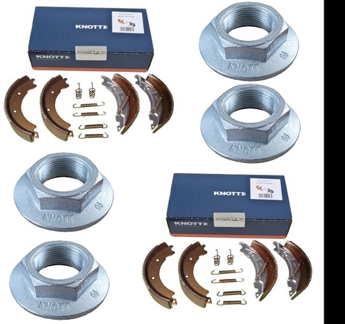 2 x Knott Bremsbacken 200x50 KNOTT Nr: 47276 f�r 2 Achsen + 4 x Flanschmutter