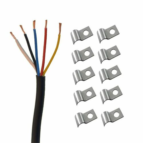 5 Meter Kabel rund 5 x 0,75 mm� - schwarz weiss rot gelb blau + 10 Kabelschellen