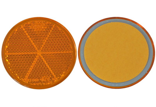 50 x R�ckstrahler - Reflektor - Kleben -   60 mm - Gelb - E-Pr�fzeichen