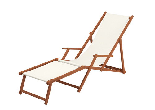 Sonnenliege wei� Liegestuhl Fu�ablage Gartenliege Holz Deckchair Strandstuhl Gartenm�bel 10-303 F