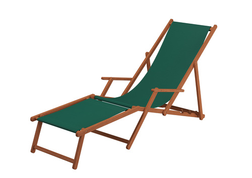 Liegestuhl Sonnenliege gr�n Fu�ablage Kissen Gartenliege Holz Deckchair Gartenm�bel 10-304FKD